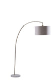 86" Beige And Antique Gold Arched Floor Lamp With Gray Drum Shade - Homeroots