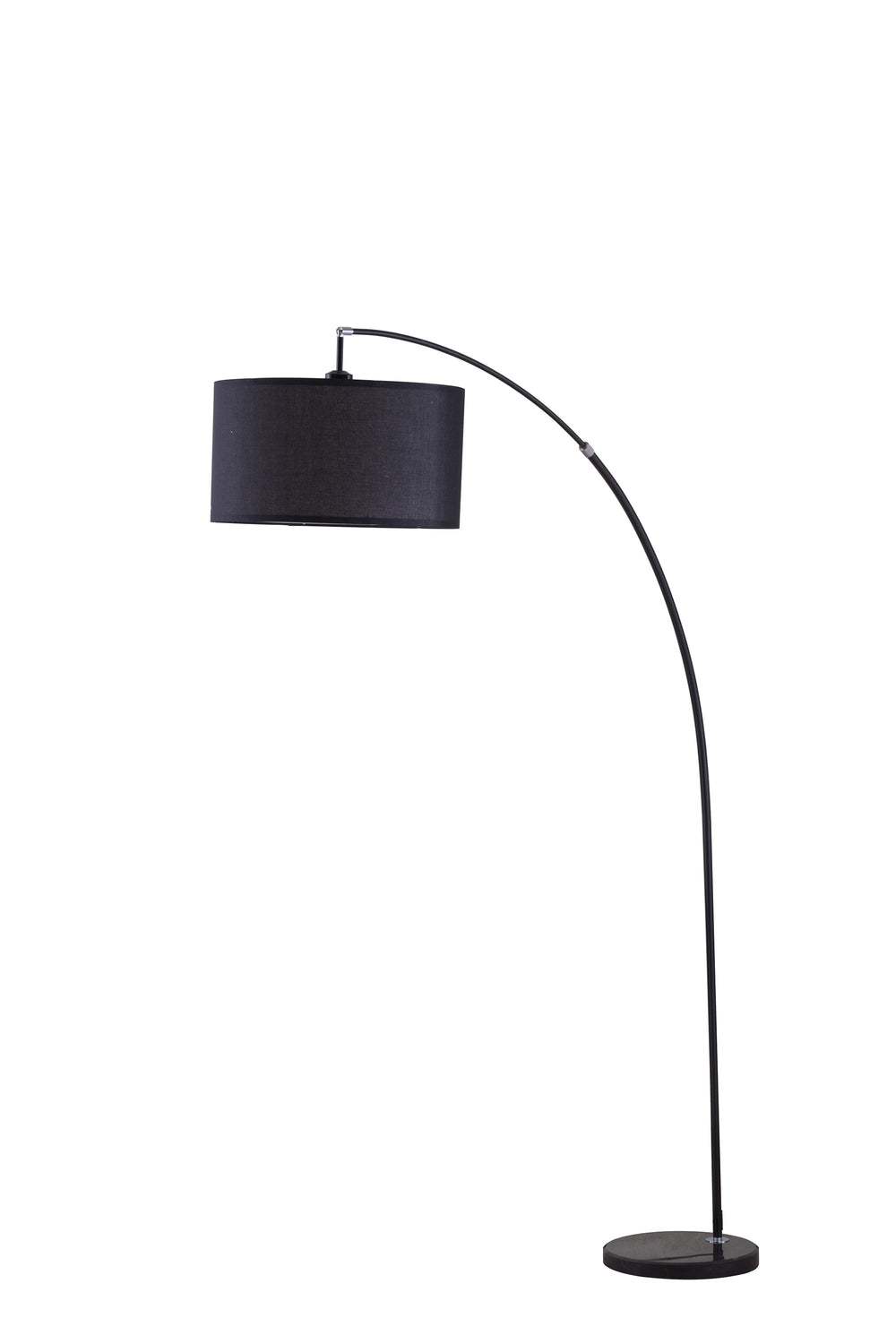 86" Sleek Black Arc Floor Lamp With Black Drum Shade - Homeroots