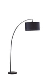 86" Sleek Black Arc Floor Lamp With Black Drum Shade - Homeroots