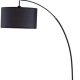 86" Sleek Black Arc Floor Lamp With Black Drum Shade - Homeroots