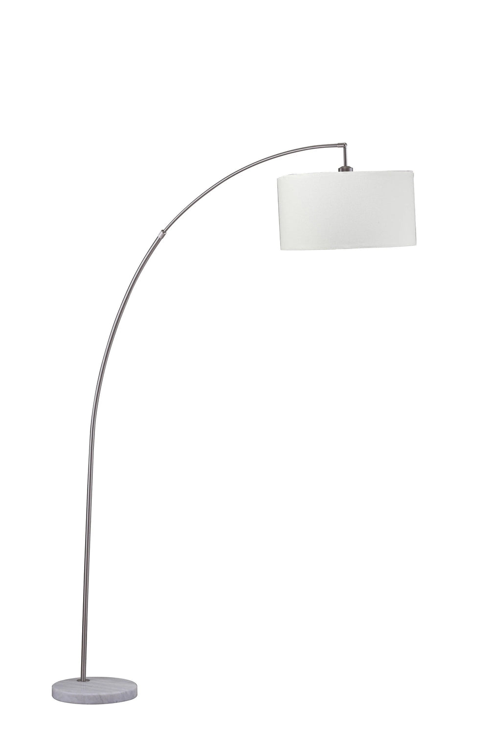 86" White And Silver Arc Floor Lamp With White Drum Shade - Homeroots