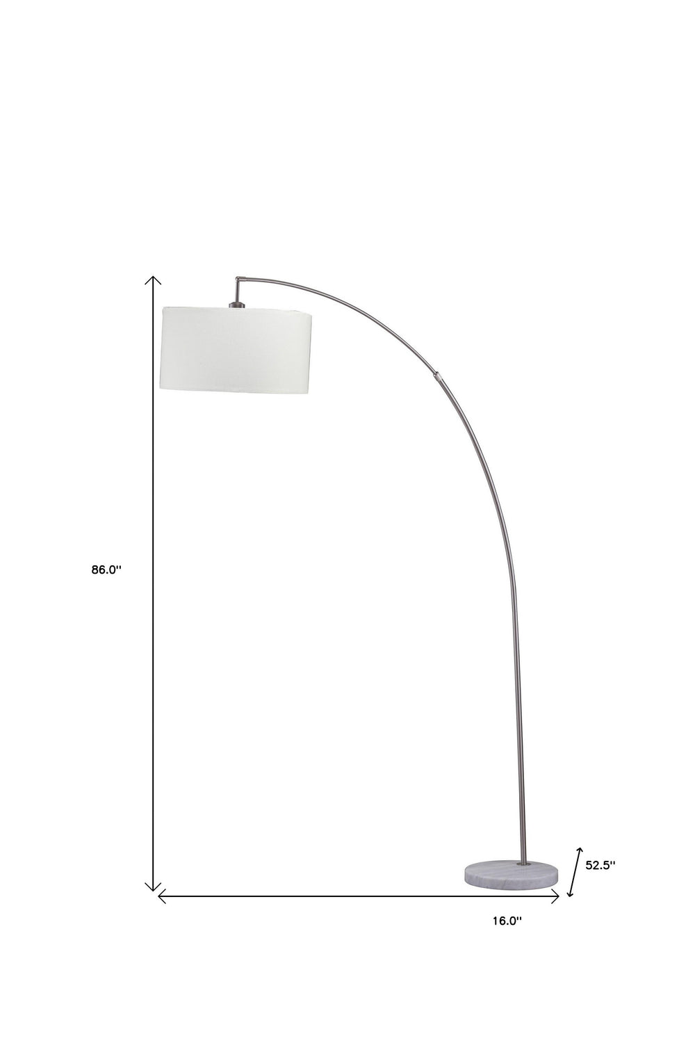 86" White And Silver Arc Floor Lamp With White Drum Shade - Homeroots - Flyclothing LLC