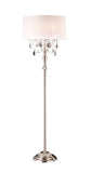 62" White Three Light Candelabra Floor Lamp With White Drum Shade - Homeroots