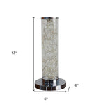 13" Silver Metal Column LED Table Lamp - Homeroots