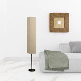 63" Black Column Floor Lamp With Off White Rectangular Paper Shade - Homeroots