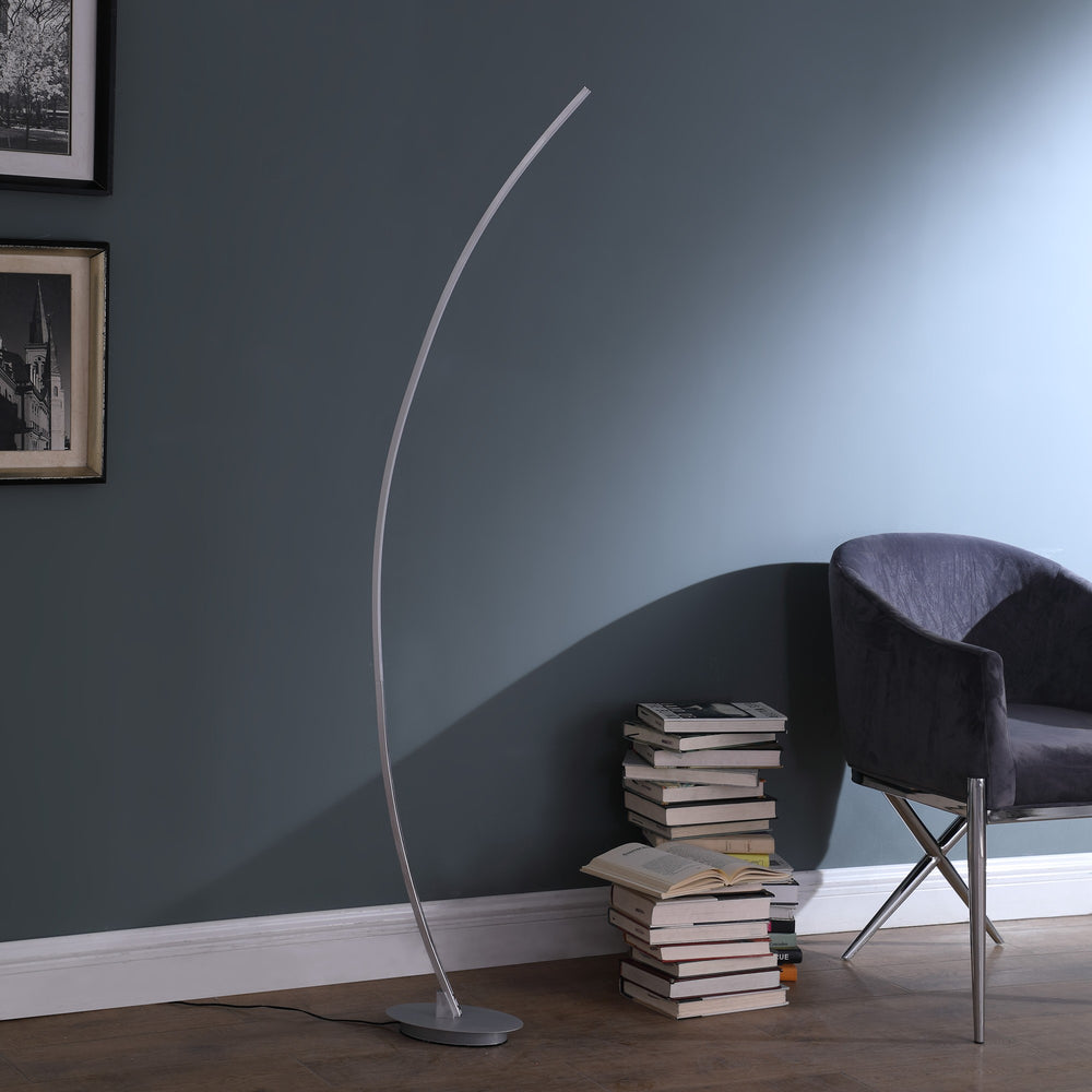 62" Silver And Soft White Arc LED Floor Lamp - Homeroots - Flyclothing LLC