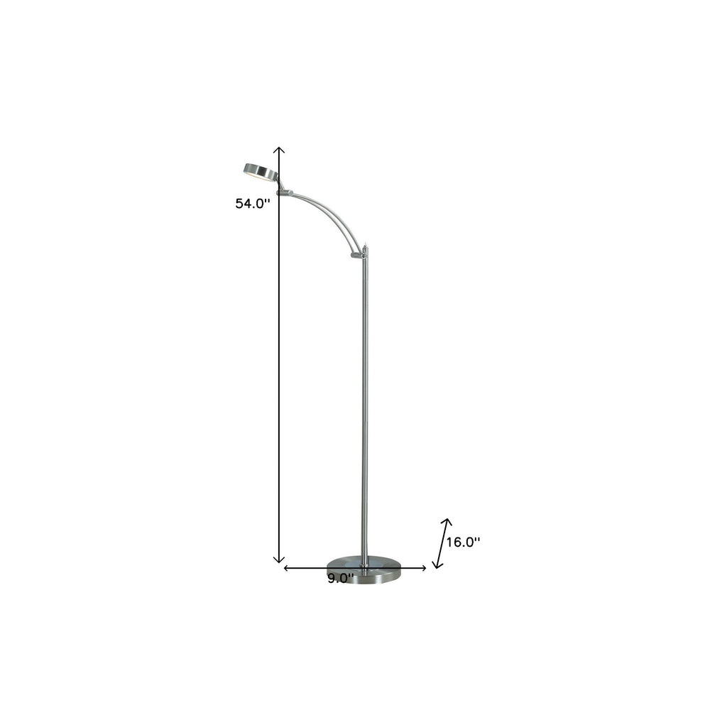 54" Nickel Adjustable LED Task Floor Lamp - Homeroots - Flyclothing LLC