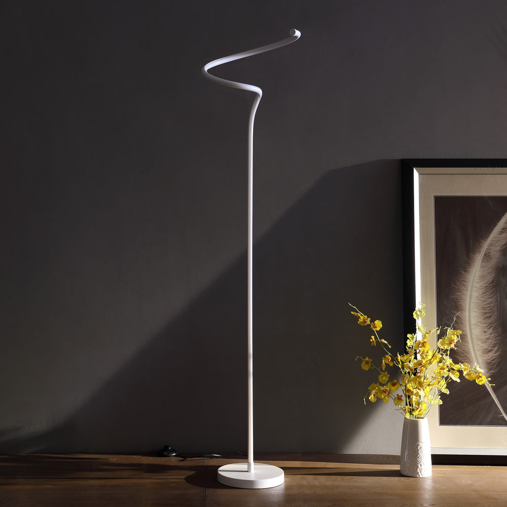 51" White LED Novelty Curvy Spiral Floor Lamp - Homeroots - Flyclothing LLC