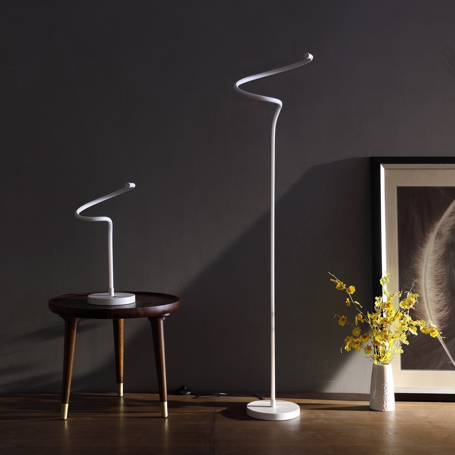 51" White LED Novelty Curvy Spiral Floor Lamp - Homeroots - Flyclothing LLC