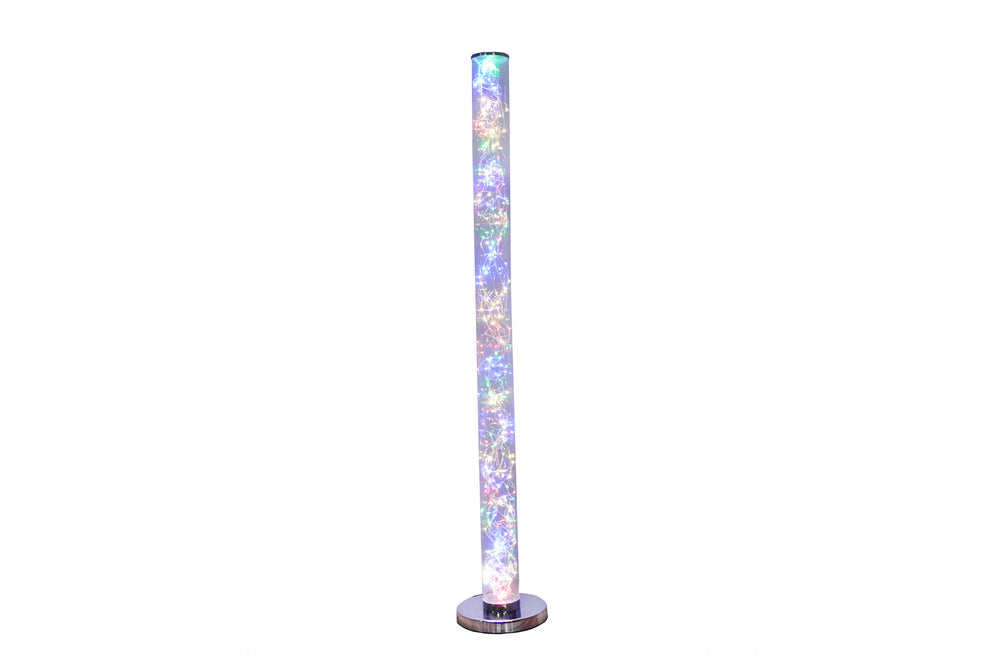 49" Steel LED Column Floor Lamp With Clear Drum Shade