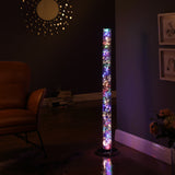 49" Steel LED Column Floor Lamp With Clear Drum Shade - Homeroots