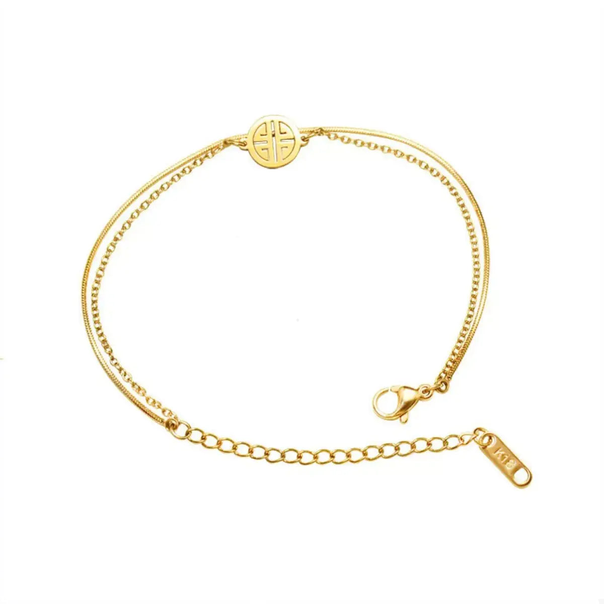 18K Gold-Plated Double Layered Bracelet - Trendsi - Flyclothing LLC