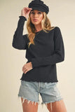 Aemi + Co Lettuce Hemline Round Neck Raglan Sleeve T-Shirt - Trendsi