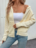 Zip Up Long Sleeve Hooded Cardigan - Trendsi