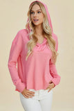 Double Take Full Size High-Low Dropped Shoulder Long Sleeve Hoodie - Trendsi