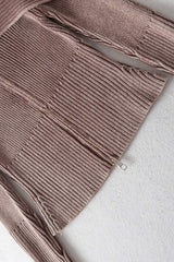 Double Take Ribbed Off-Shoulder Zip Up Long Sleeve Cardigan - Trendsi - Flyclothing LLC