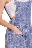 Zenana Woven Double Gauze Acid Washed Romper - Trendsi