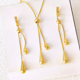 Teardrop Pendant Necklace and Earrings Jewelry Set - Trendsi - Flyclothing LLC