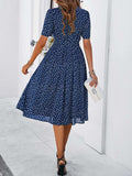 Printed Round Neck Short Sleeve Dress - Trendsi - Flyclothing LLC