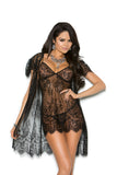 Elegant Moments Black Eyelash Babydoll W/Robe 4333