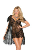 Elegant Moments Black Eyelash Babydoll W/Robe 4333