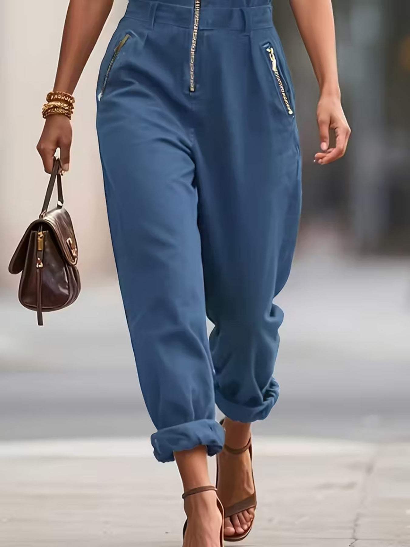 Sleeveless Zip-Up Jumpsuit - Trendsi - Flyclothing LLC