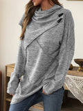 Asymmetrical Hem Cowl Neck Long Sleeve T-Shirt - Trendsi - Flyclothing LLC
