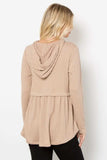 Be Stage Full Size Long Sleeve Peplum Cable Knit Hoodie - Trendsi