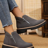 Ankle Boots with Zipper Accent - Trendsi - Flyclothing LLC