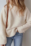 Turtleneck Long Sleeve Slit Fleece Sweatshirt - Trendsi - Flyclothing LLC