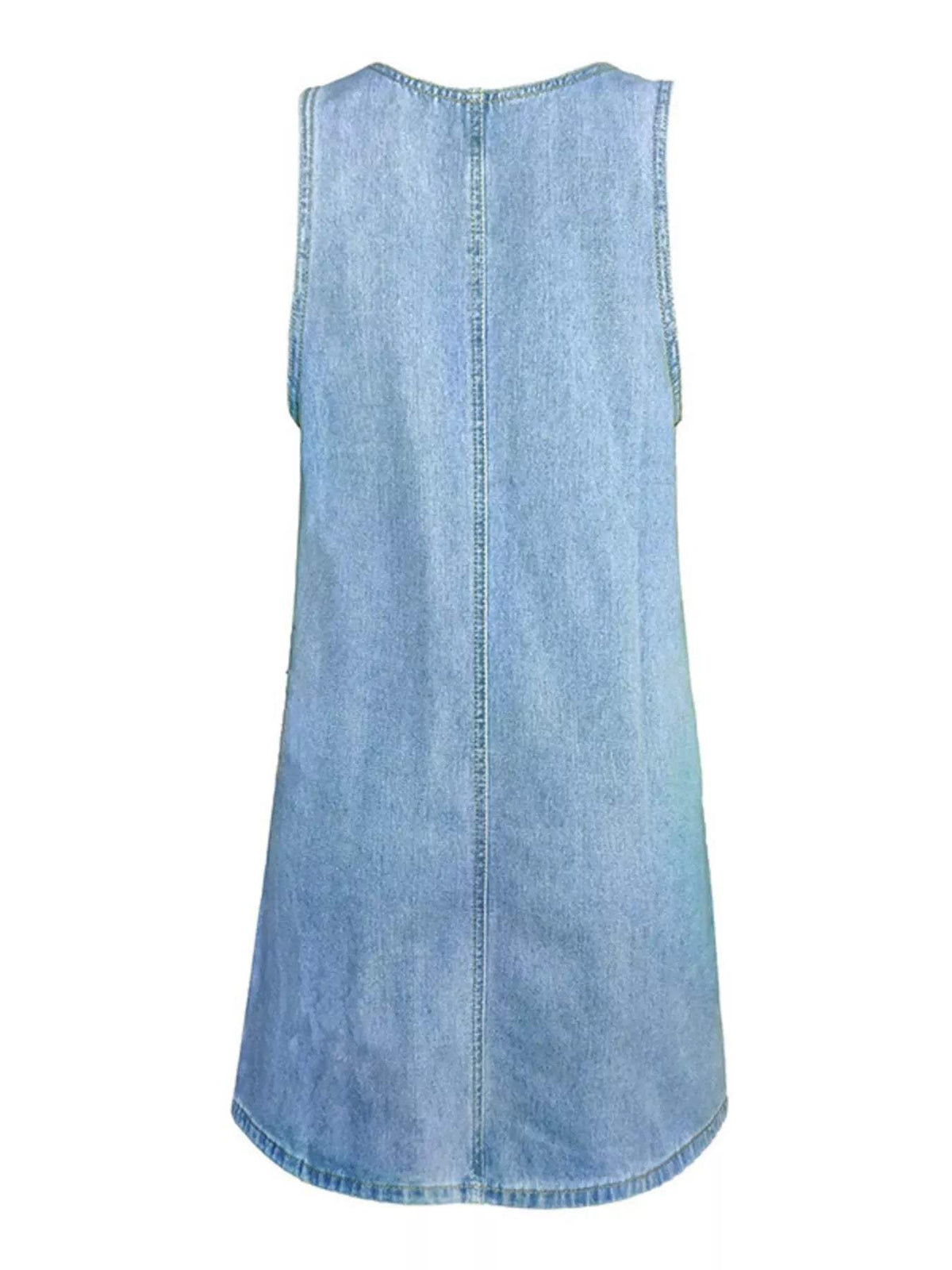 Casual Scoop Neck Sleeveless Denim Dress - Trendsi - Flyclothing LLC