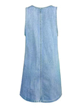 Casual Scoop Neck Sleeveless Denim Dress - Trendsi - Flyclothing LLC