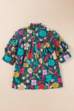 Printed Tie Neck Half Sleeve Blouse - Trendsi - Flyclothing LLC