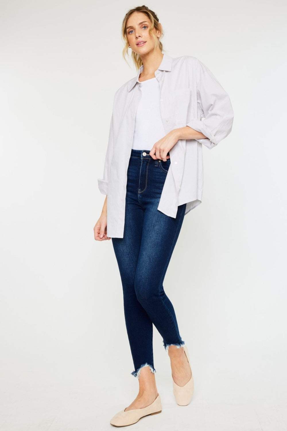 Kancan Full Size High Rise Frayed Ankle Skinny Jeans - Trendsi - Flyclothing LLC