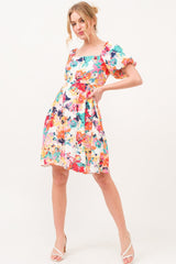 And The Why Square Neck Puff Sleeve Floral Dress - Trendsi