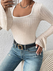 Scoop Neck Long Sleeve T-Shirt - Trendsi