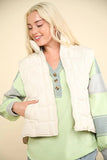 VERY J Zip Up Puffer Padded Warm Vest - Trendsi