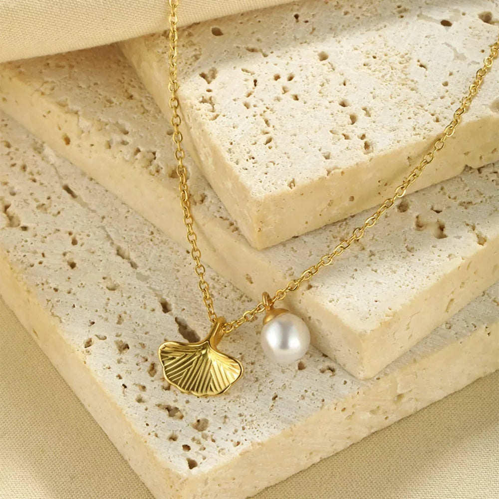 Pearl & Shell Pendant Necklace - Trendsi - Flyclothing LLC