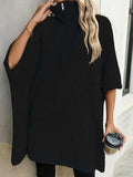 Slit Quarter Zip Half Sleeve Sweater - Trendsi - Flyclothing LLC