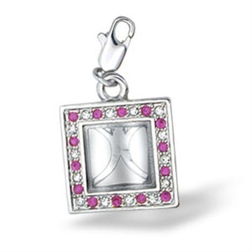 Alamode Jewelry 43502 Rhodium Brass Pendant with Top Grade Crystal in Rose