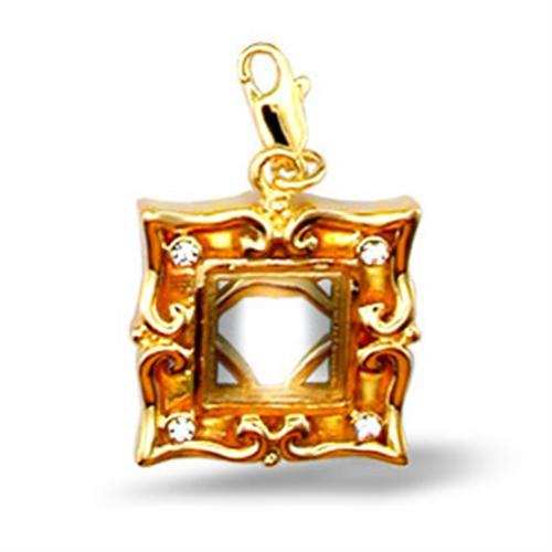 43505 - Gold Brass Pendant with Top Grade Crystal in Clear - Alamode - Flyclothing LLC