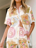 Printed Button Up Shirt and Pants Set - Trendsi - Flyclothing LLC