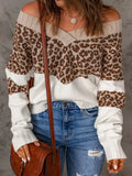 Leopard Long Sleeve Sweater - Trendsi - Flyclothing LLC