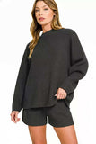 Zenana Round Neck Knit Top and Shorts Sweater Set - Trendsi - Flyclothing LLC