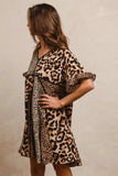 BiBi Leopard Prints Mix and Match Short Sleeves Dress - Trendsi - Flyclothing LLC