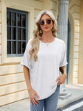 Florira Round Neck Half Sleeve T-Shirt - Trendsi - Flyclothing LLC