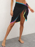 Rainbow Pompom Trim Swim Skirt - Trendsi