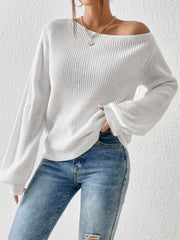 Honey Single Shoulder Long Sleeve Sweater - Trendsi