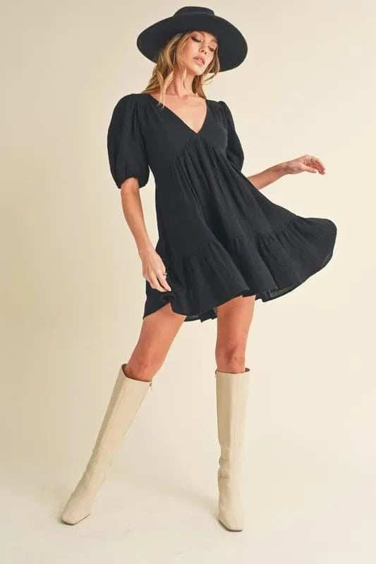 Aemi+Co Tied Back Ruffled Short Sleeve Mini Dress - Trendsi - Flyclothing LLC