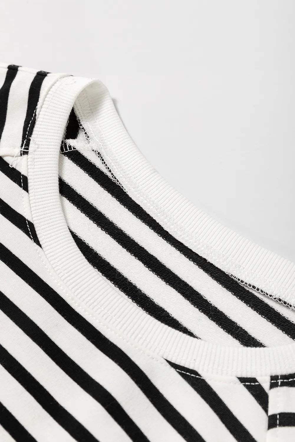 Slit Striped Round Neck Long Sleeve Sweatshirt - Trendsi - Flyclothing LLC